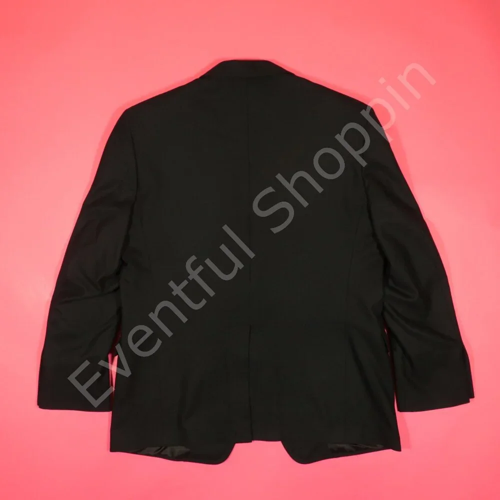 Brooks Brothers Suit Mens 46 Tall Black Flannel Wool Half Lined Bespoke - Picture 4 of 15